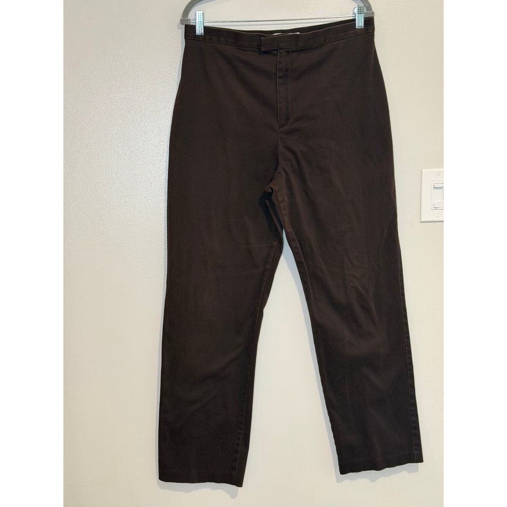 Tribal Womens Brown Stretch Straight Leg Pants 14 Cotton Fall Soft Versatile